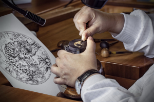 Часы Blancpain в технике сякудо, дамаскинажа и гравировки
